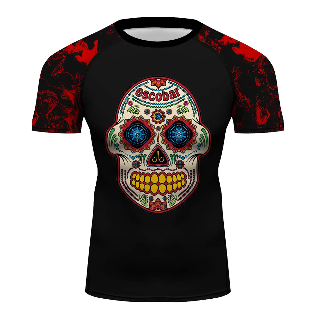 Suger Skull Blue Eyes Moisture Wicking Dry-Fit BJJ Rash Guard