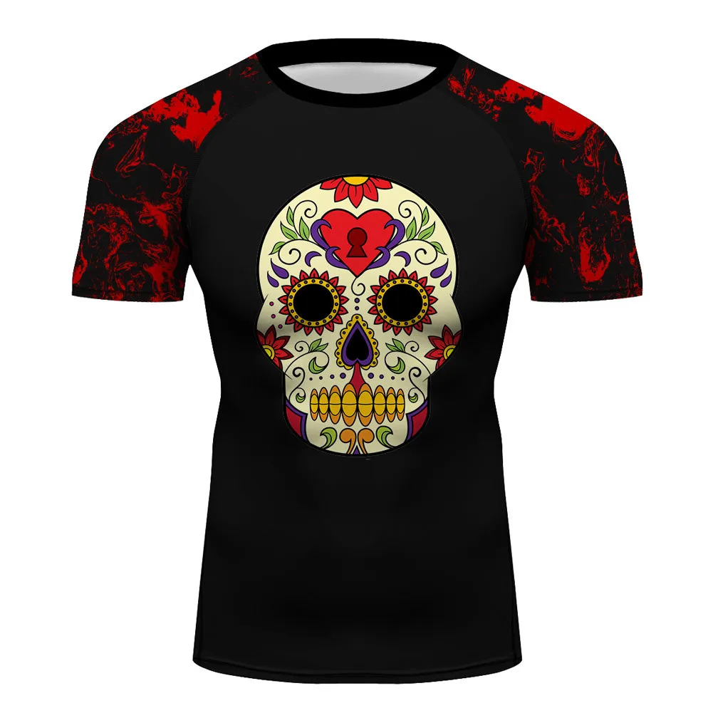 Suger Skull Love Key Moisture Wicking Dry-Fit BJJ Rash Guard 