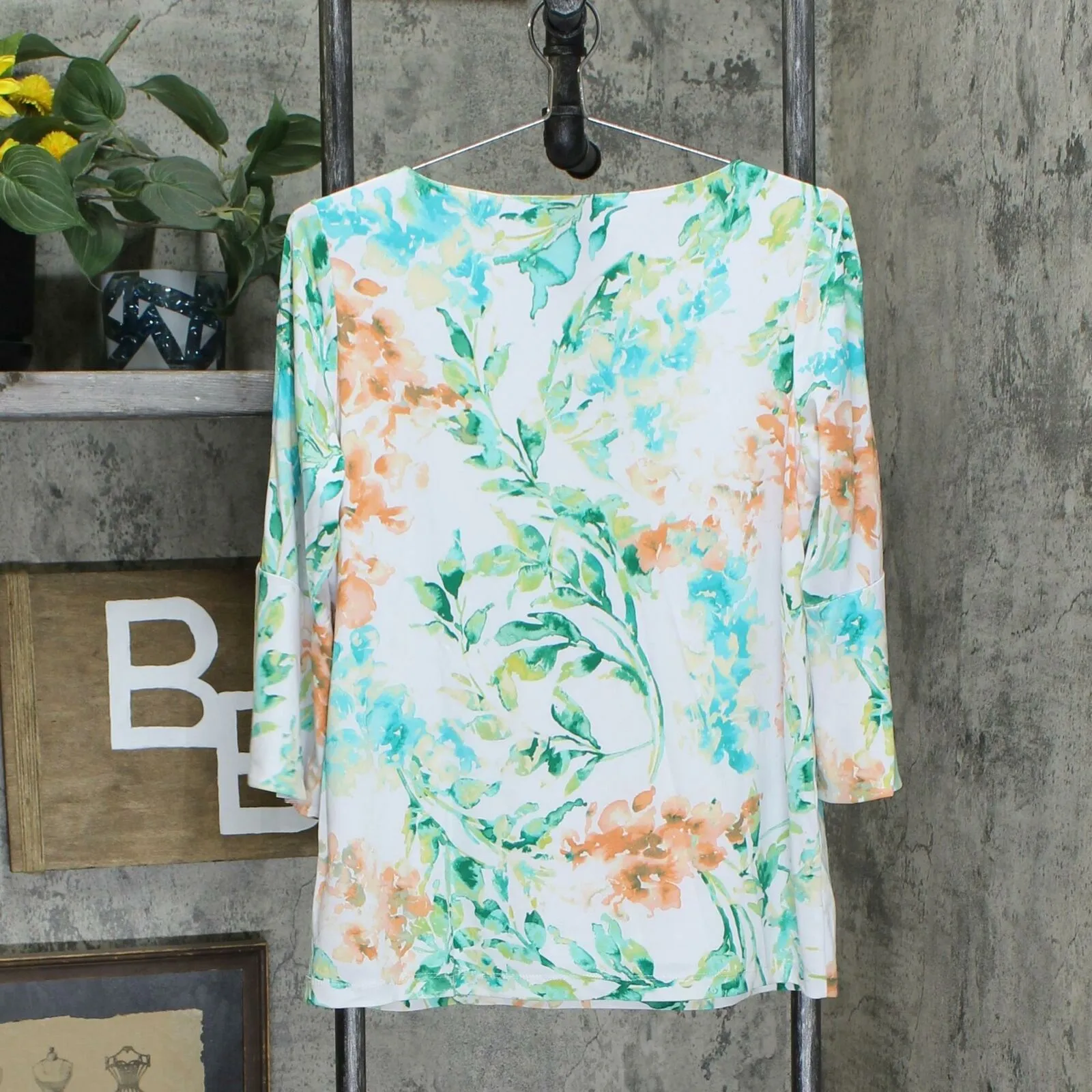 Susan Graver Women's Floral Liquid Knit Bateau Neck Top