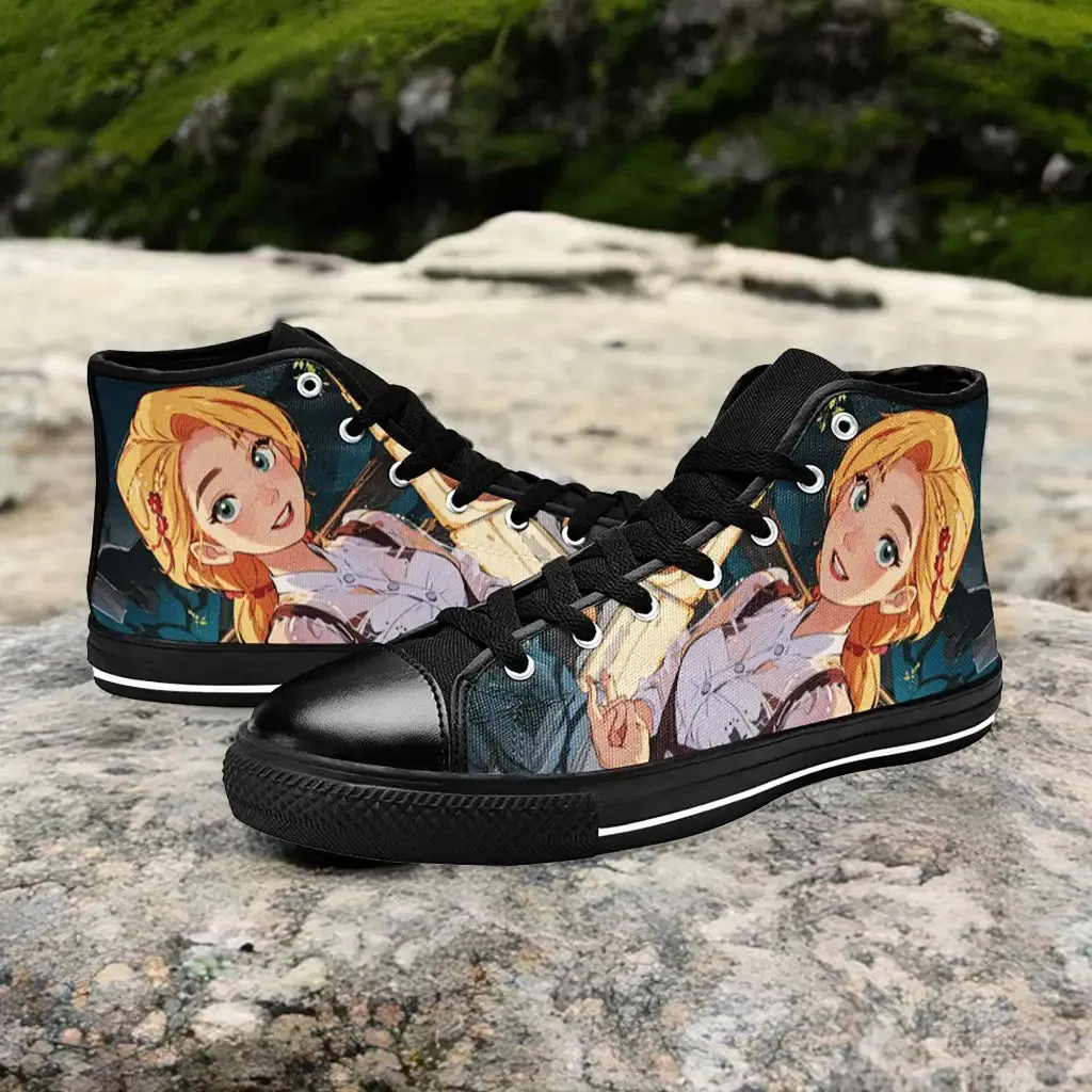 Tangled Princess Rapunzel Shoes High Top Sneakers for Kids and Adults
