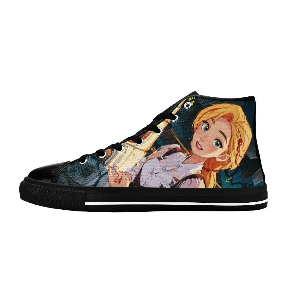 Tangled Princess Rapunzel Shoes High Top Sneakers for Kids and Adults