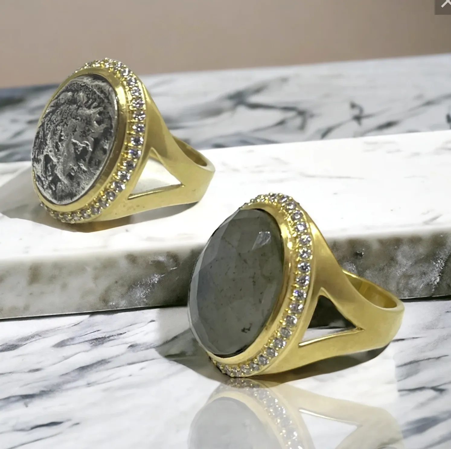 Tat2 Designs GOLD LABRADORITE FORTE RING