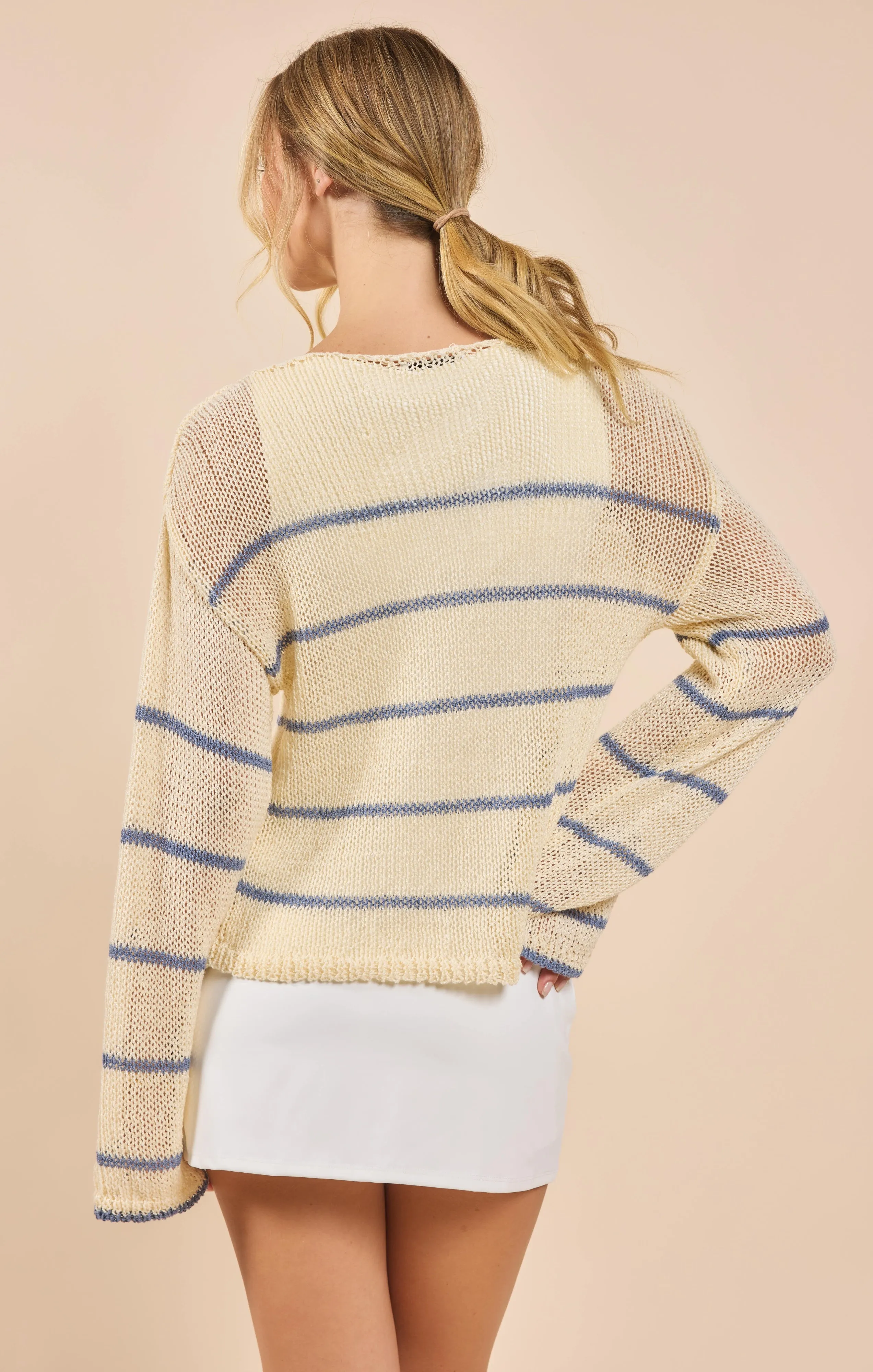 Taylor Striped Knit Top Blue