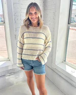 Taylor Striped Knit Top Blue