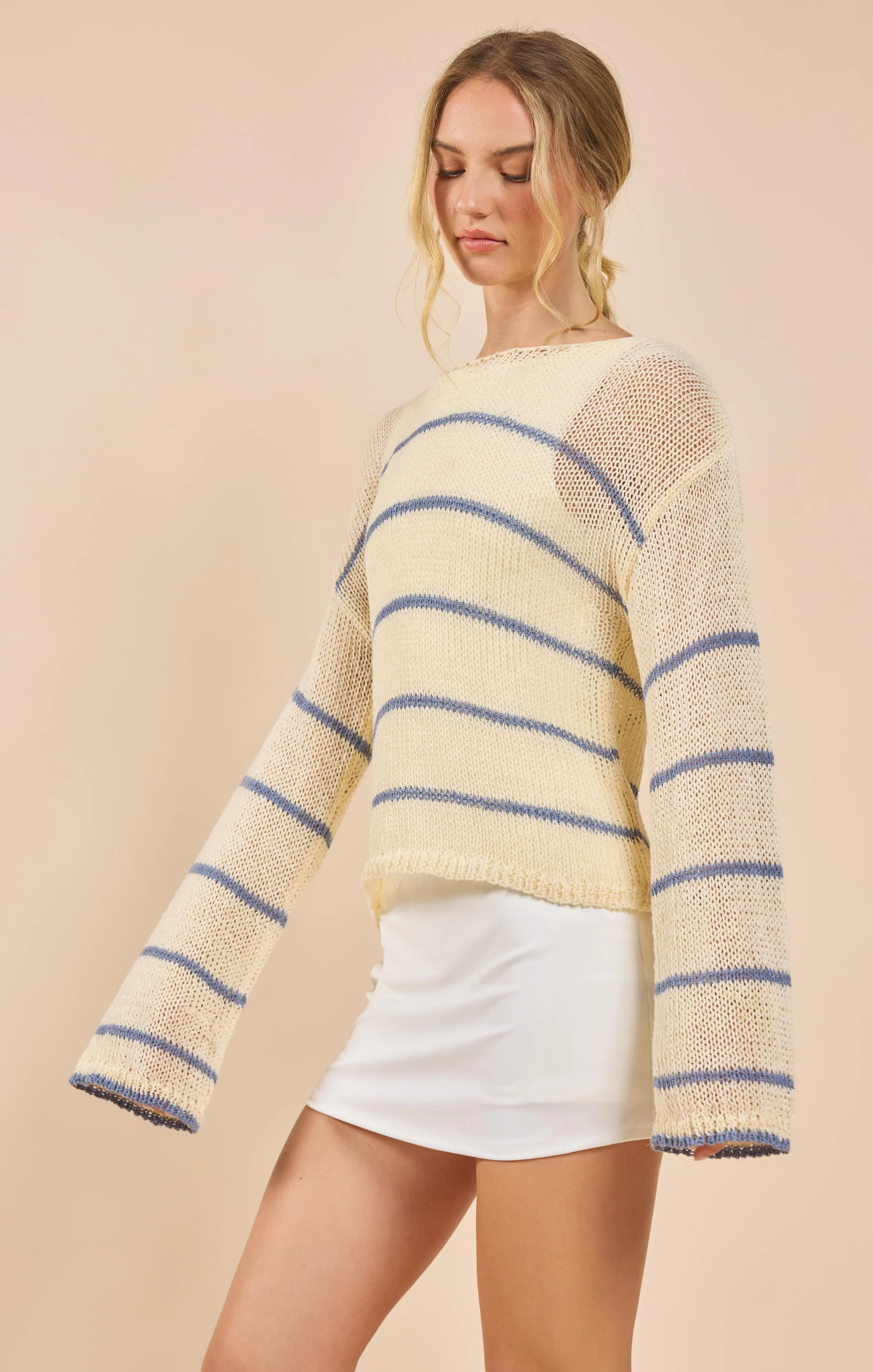 Taylor Striped Knit Top Blue