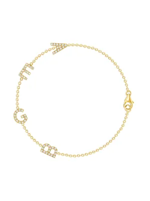 The Diamond Initial Bracelet 14K  - 4 Letters
