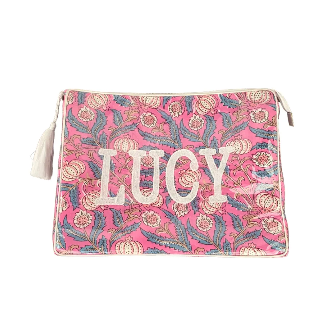The OG India Bag -Blue/Pink/White - Monogrammed