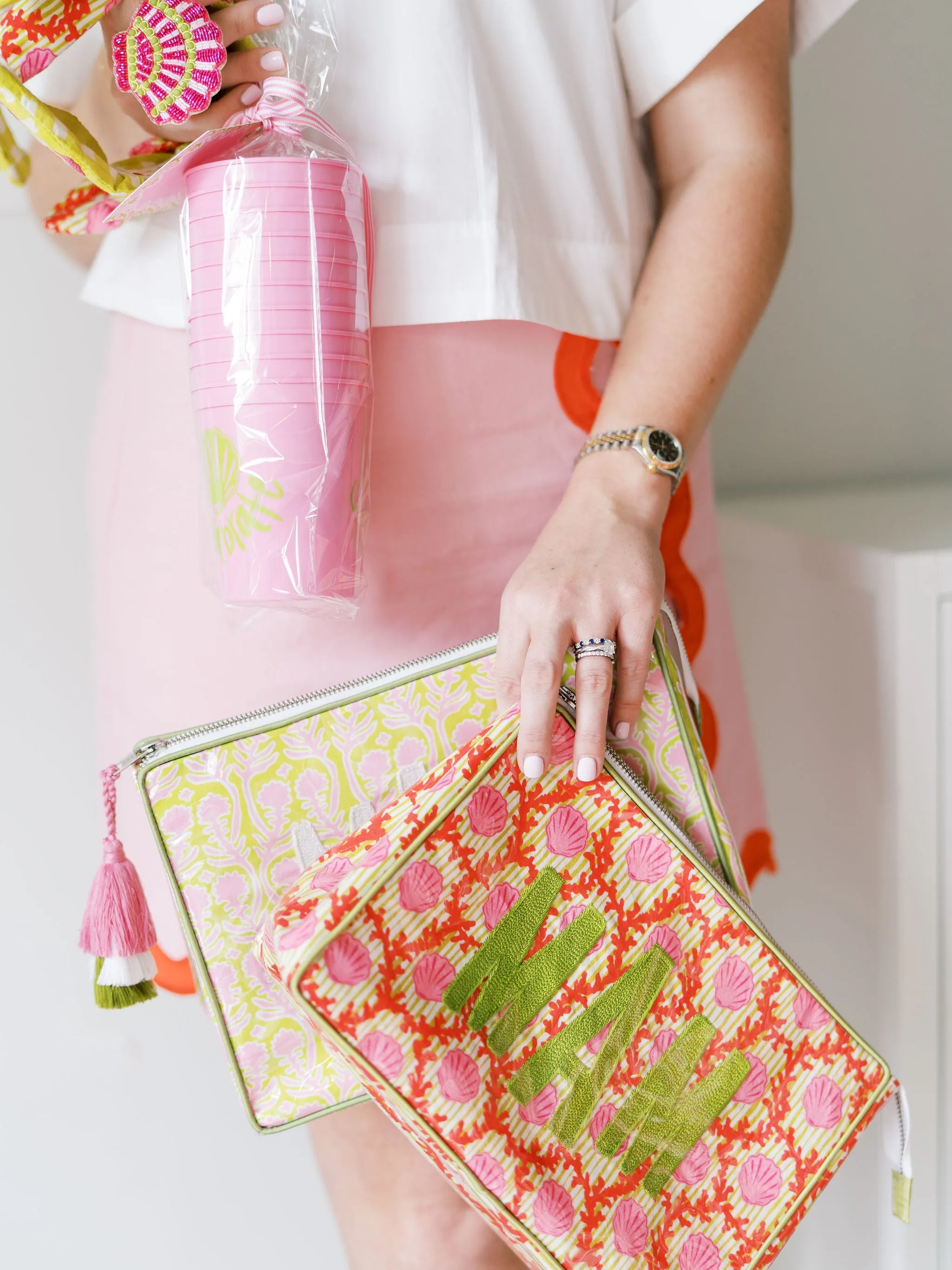 The OG India Bag - Fete Papier Shell/Coral Print