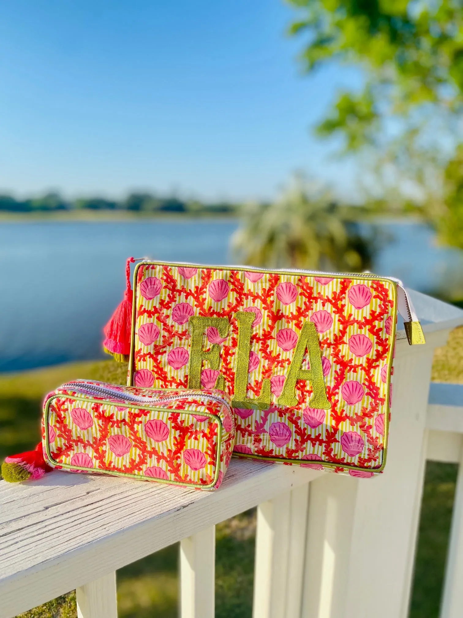The OG India Bag - Fete Papier Shell/Coral Print