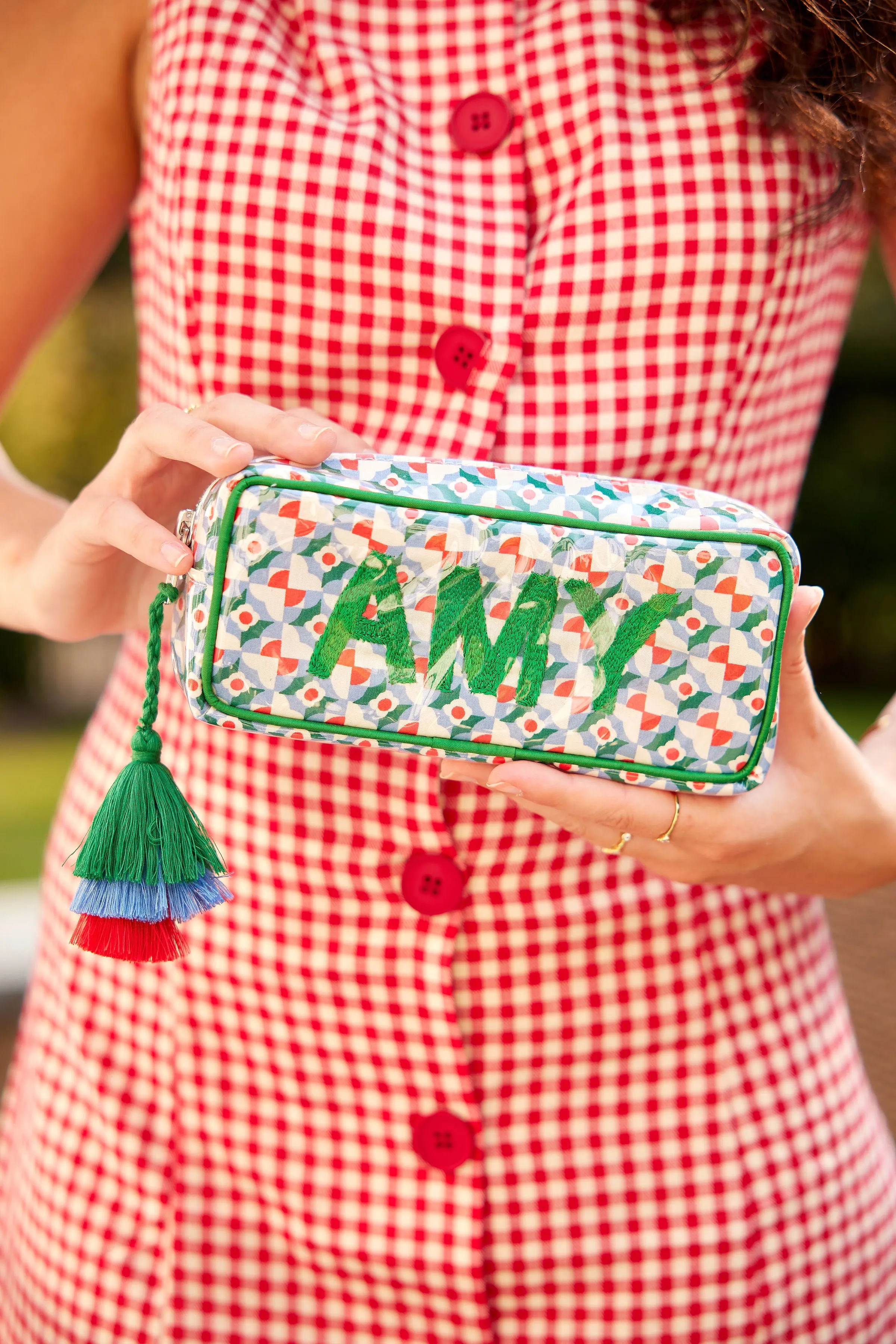 The OG India Bag - Red/Blue/Green - Monogrammed
