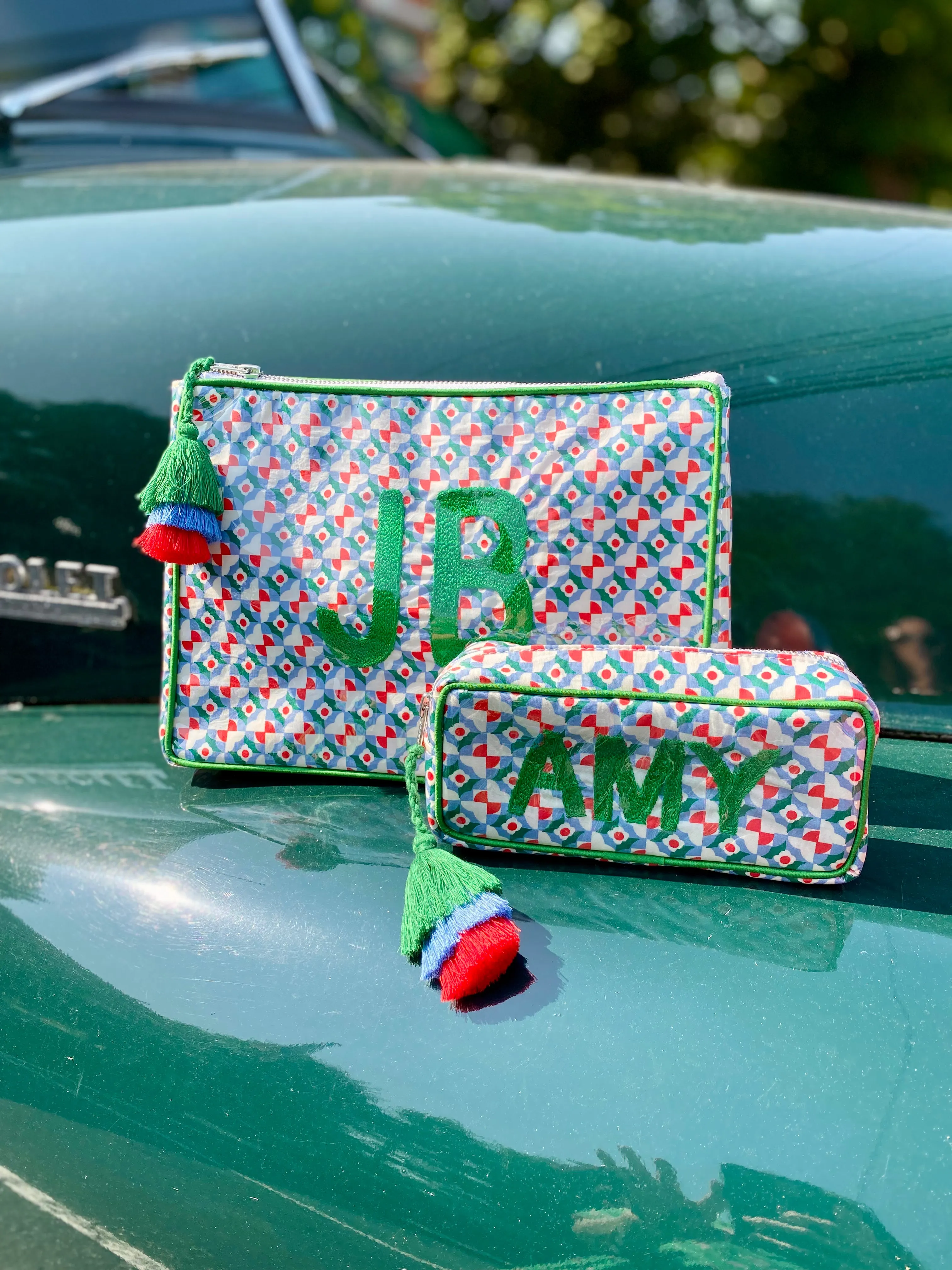 The OG India Bag - Red/Blue/Green - Monogrammed