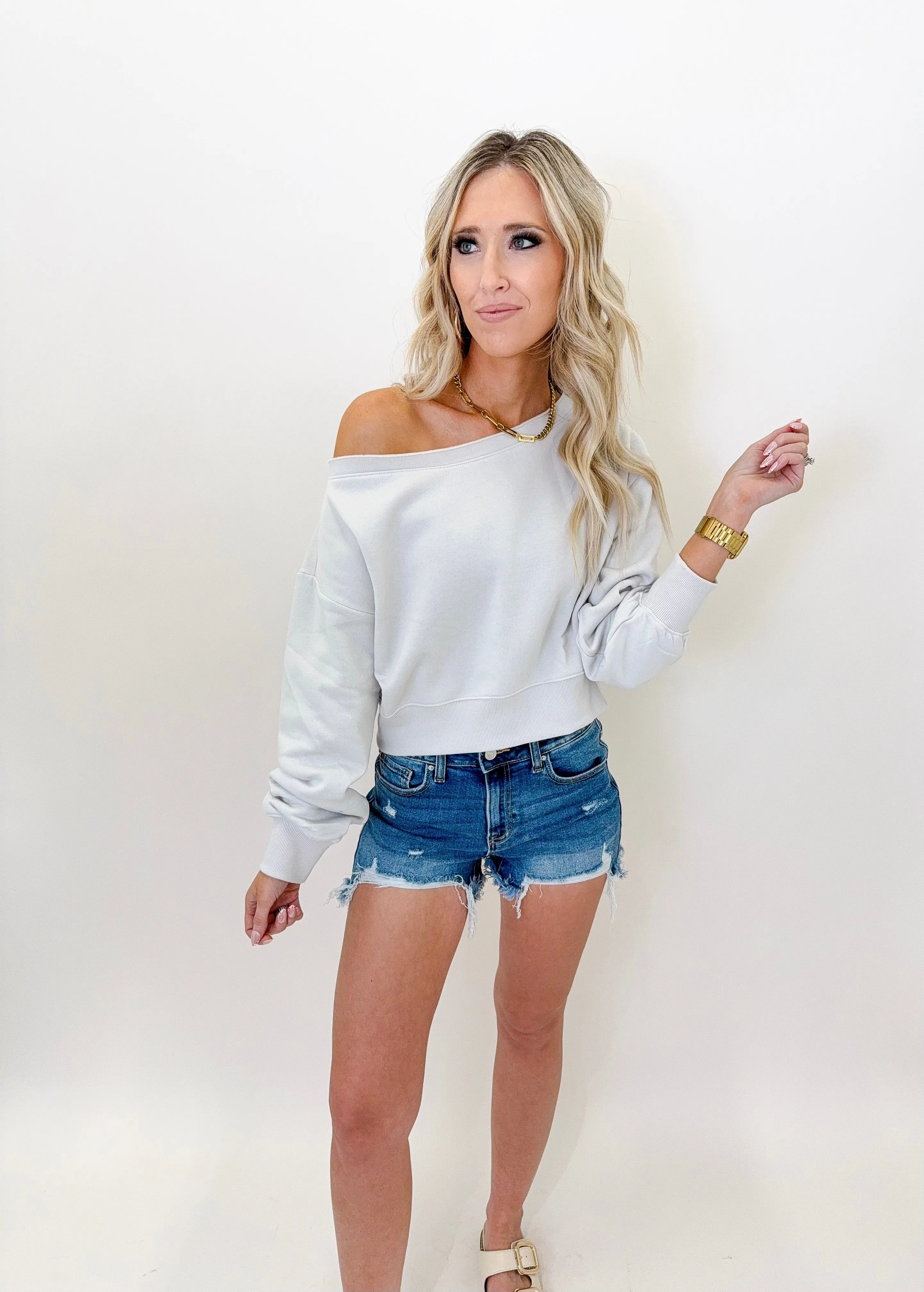 Tia Bone Off Shoulder Sweatshirt