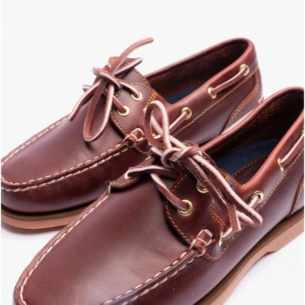 Timberland Classic Boat 2-Eye Womens Wide Full Grain Boat Shoes Burgundy