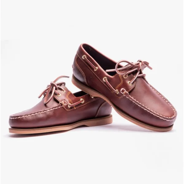Timberland Classic Boat 2-Eye Womens Wide Full Grain Boat Shoes Burgundy