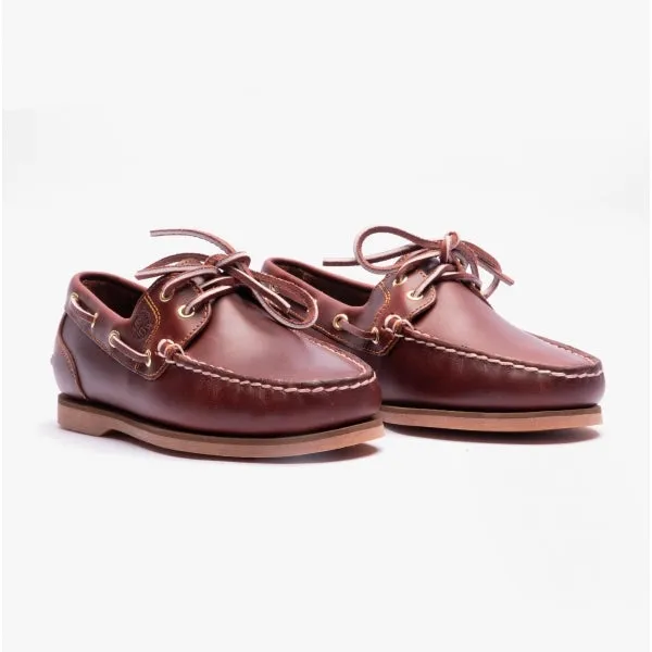 Timberland Classic Boat 2-Eye Womens Wide Full Grain Boat Shoes Burgundy
