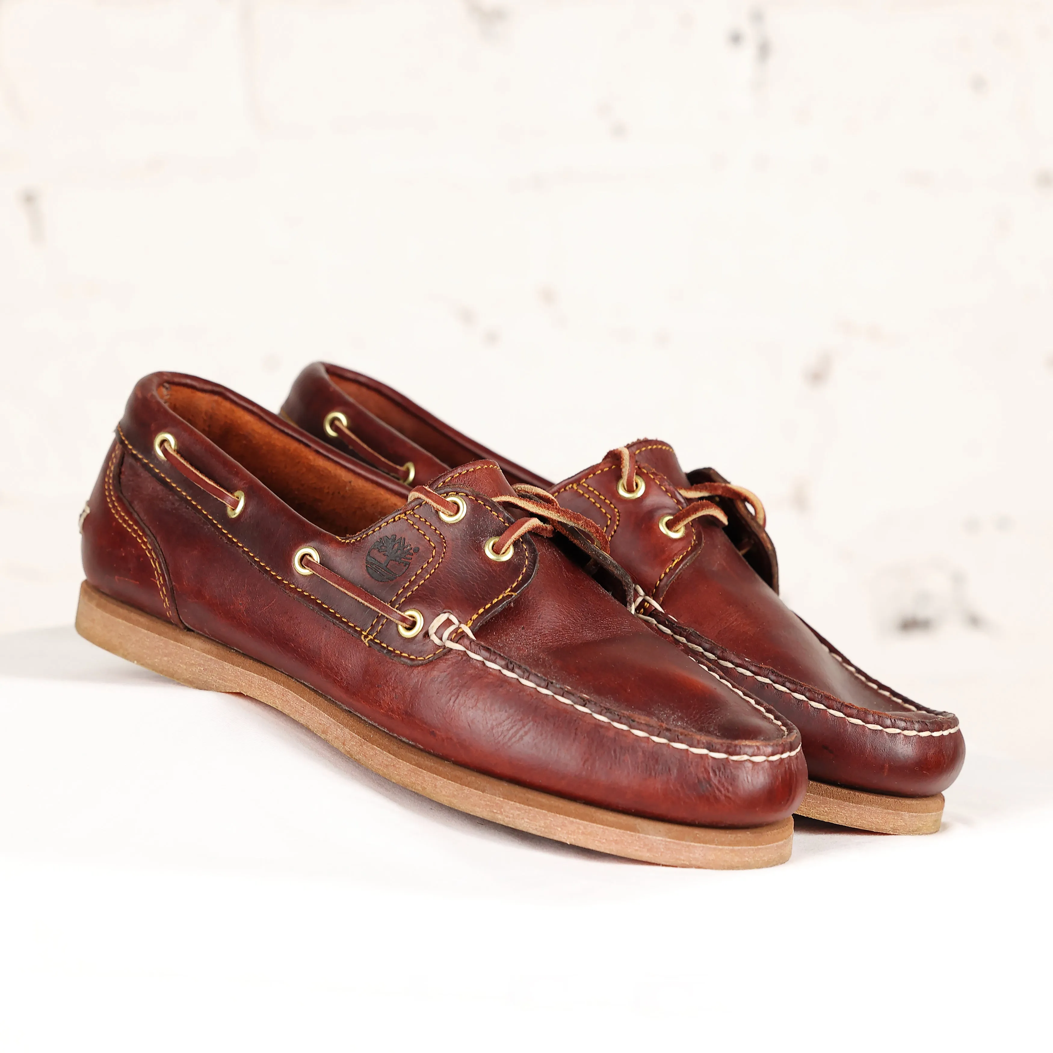 Timberland Leather Deck Boat Shoes - Brown - 8.5