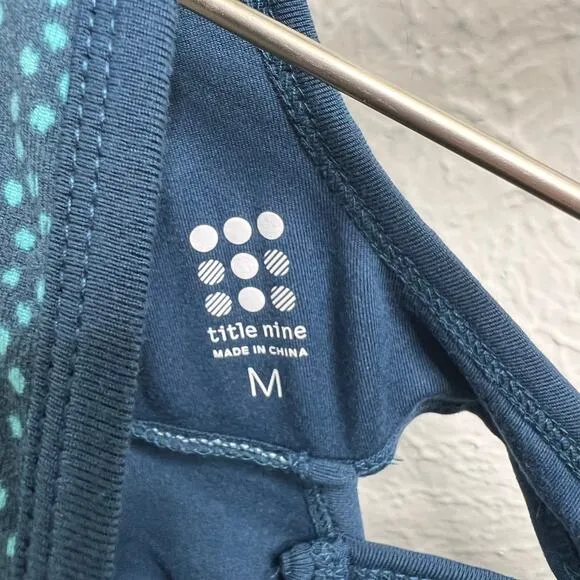 TITLE NINE Connelly Trellis Activewear Dress Cross Back Built In Bra Blue Sz M