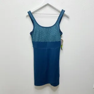 TITLE NINE Connelly Trellis Activewear Dress Cross Back Built In Bra Blue Sz M