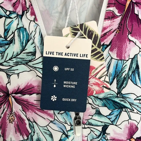 Tommy Bahama Hibiscus Tropical Floral Active Zip Up Jacket XS NWT UPF 50