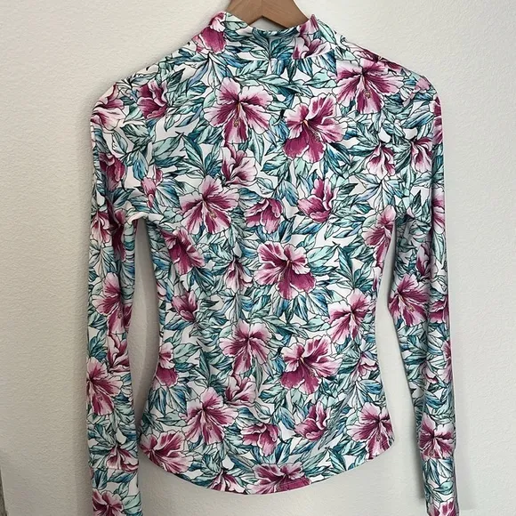 Tommy Bahama Hibiscus Tropical Floral Active Zip Up Jacket XS NWT UPF 50
