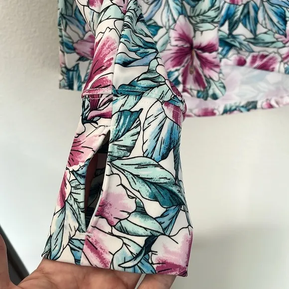 Tommy Bahama Hibiscus Tropical Floral Active Zip Up Jacket XS NWT UPF 50