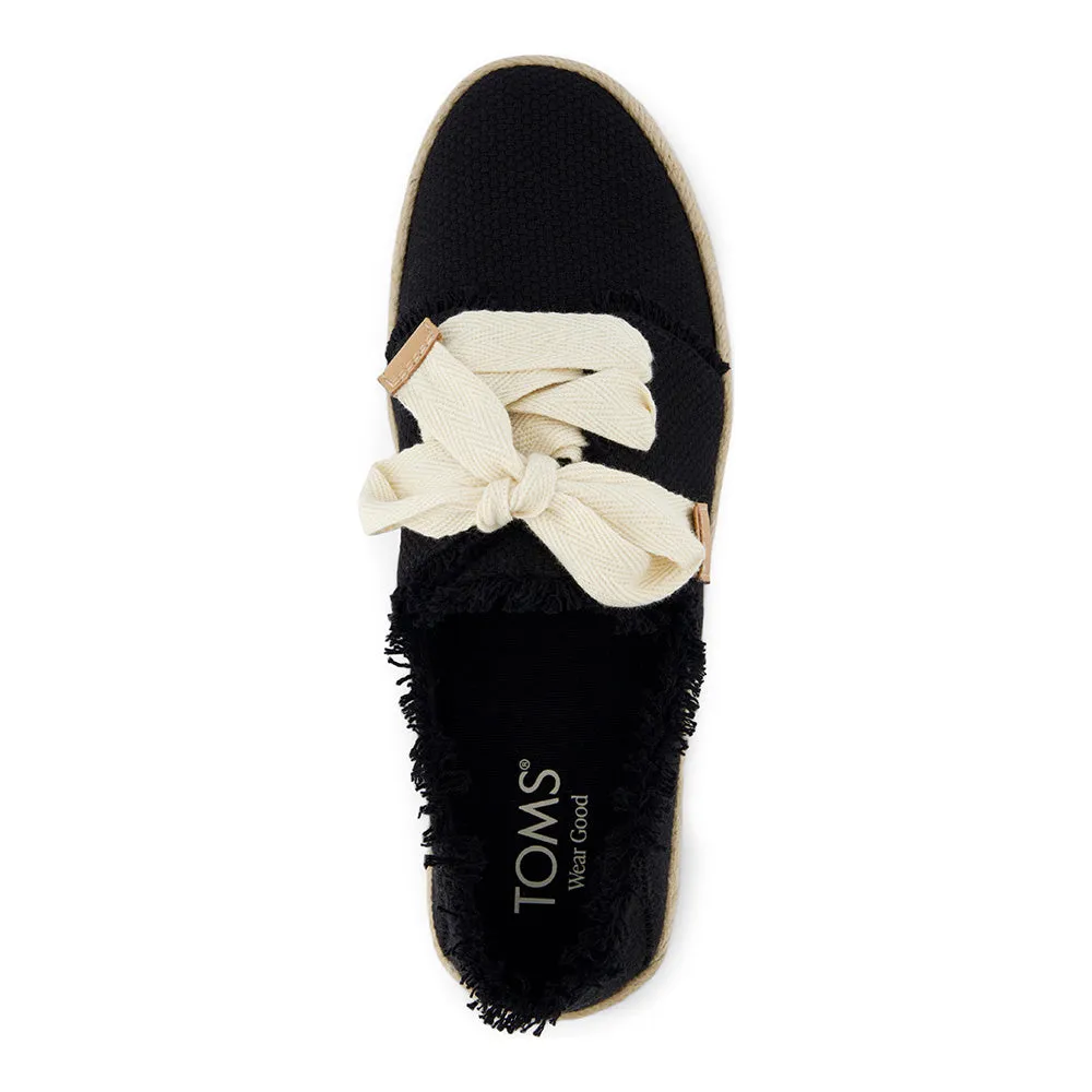 TOMS Women Carolina Lace Up Black Beachside Woven Espadrille