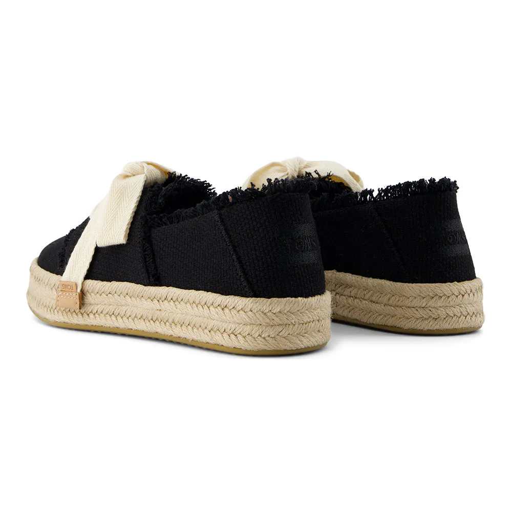 TOMS Women Carolina Lace Up Black Beachside Woven Espadrille