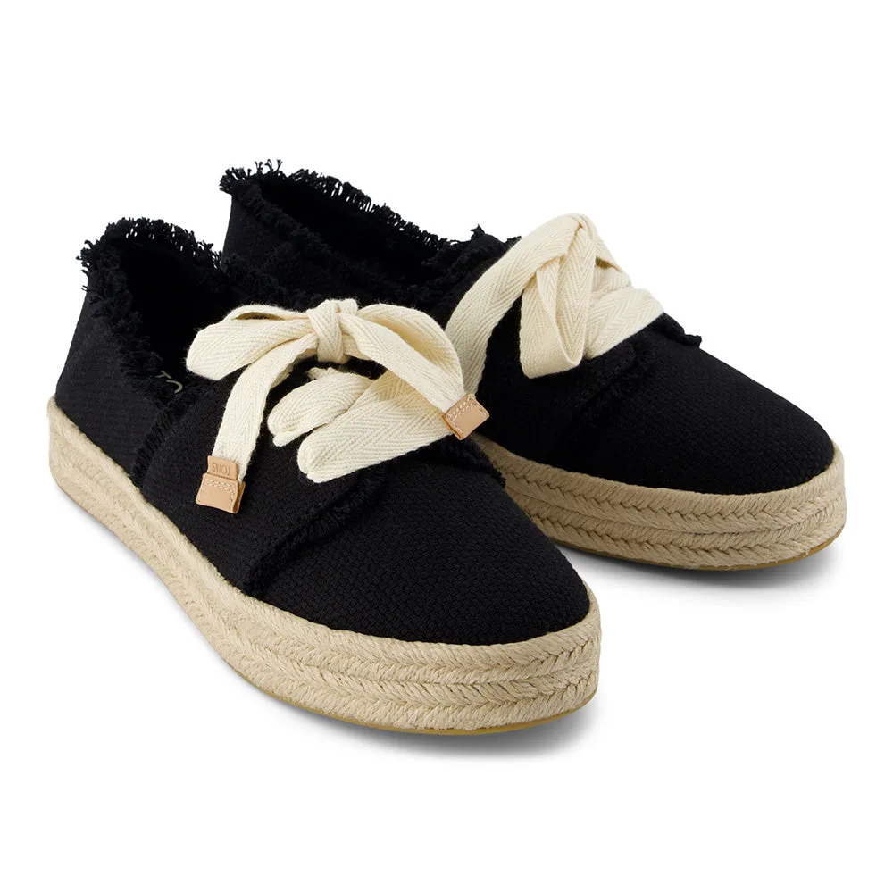 TOMS Women Carolina Lace Up Black Beachside Woven Espadrille