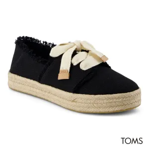 TOMS Women Carolina Lace Up Black Beachside Woven Espadrille