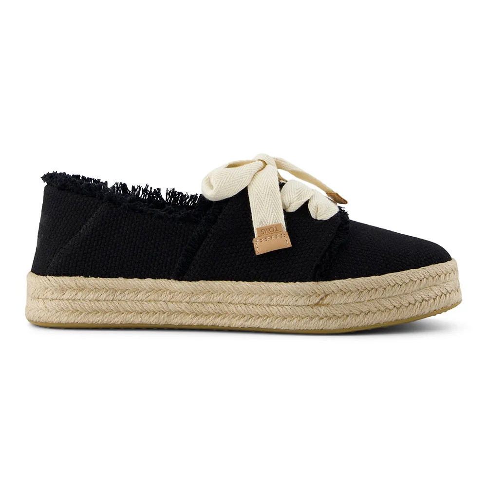 TOMS Women Carolina Lace Up Black Beachside Woven Espadrille