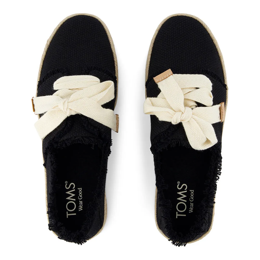 TOMS Women Carolina Lace Up Black Beachside Woven Espadrille