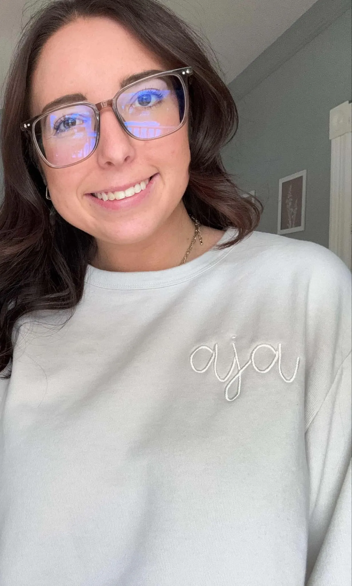 Tonal Custom Script Initial Embroidered Sweatshirt by Prep Obsessed (Ships in 3 Weeks)