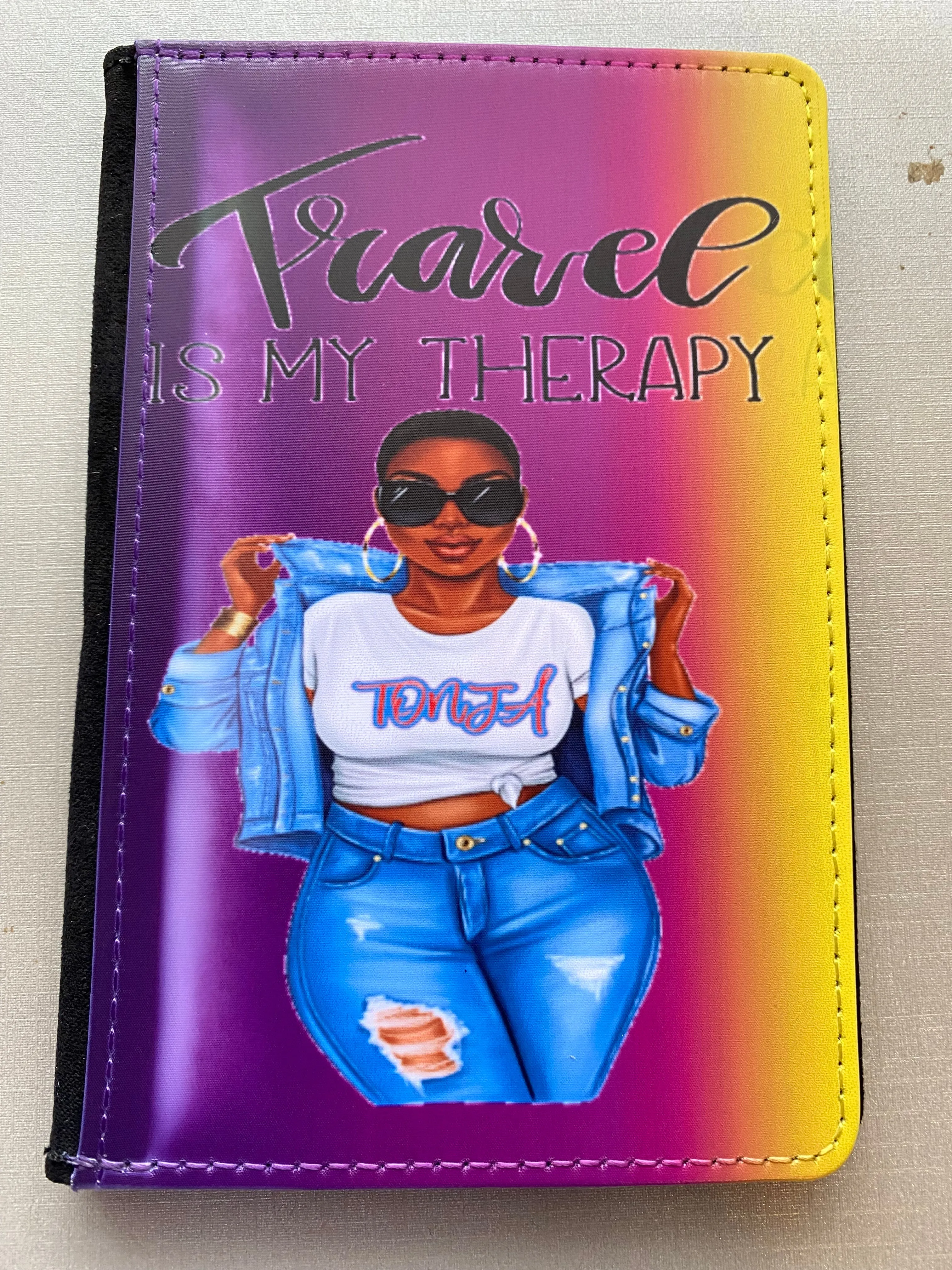 Travel Is My Therapy - Personalized Passport Cover and Luggage Tag $25 a set