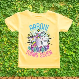 Unicorn Theme Customized T-Shirt for 7th Birthday | Seventh Birthday