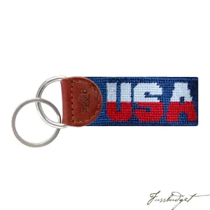 USA Needlepoint Key Fob (Classic Navy)