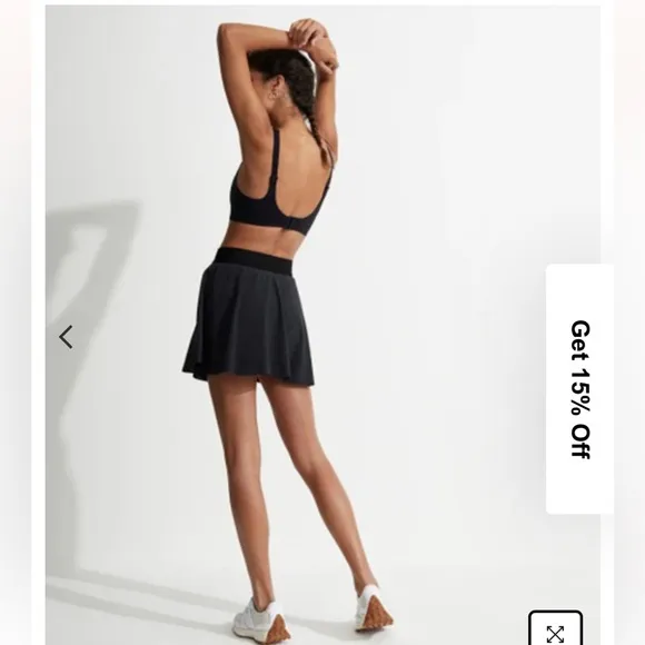 Varley Special Event Rivera Black Athletic Skort Tennis Skirt New