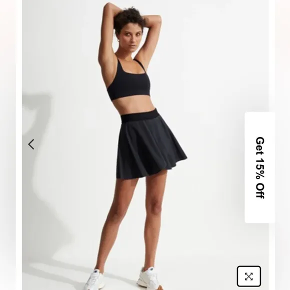 Varley Special Event Rivera Black Athletic Skort Tennis Skirt New