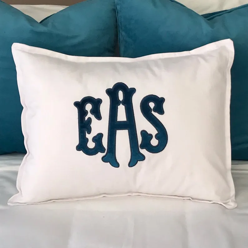 Velvet Applique Monogrammed Pillow