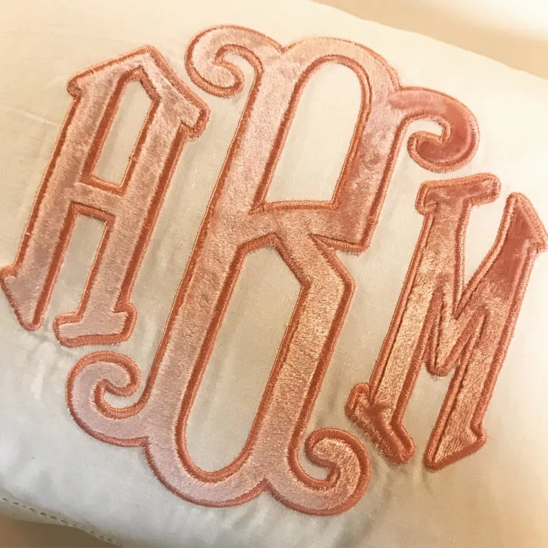 Velvet Applique Monogrammed Pillow