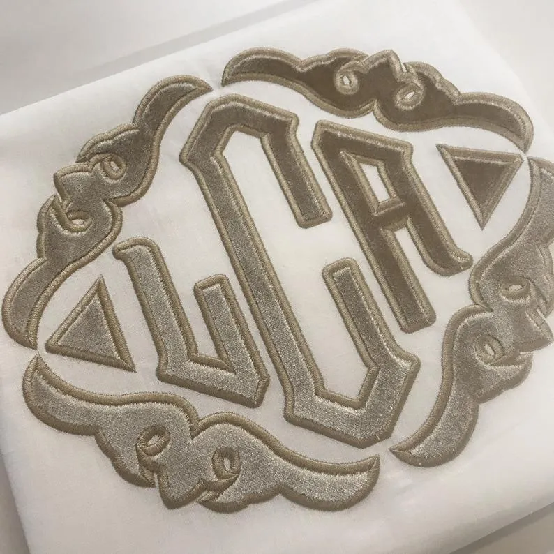 Velvet Applique Monogrammed Pillow