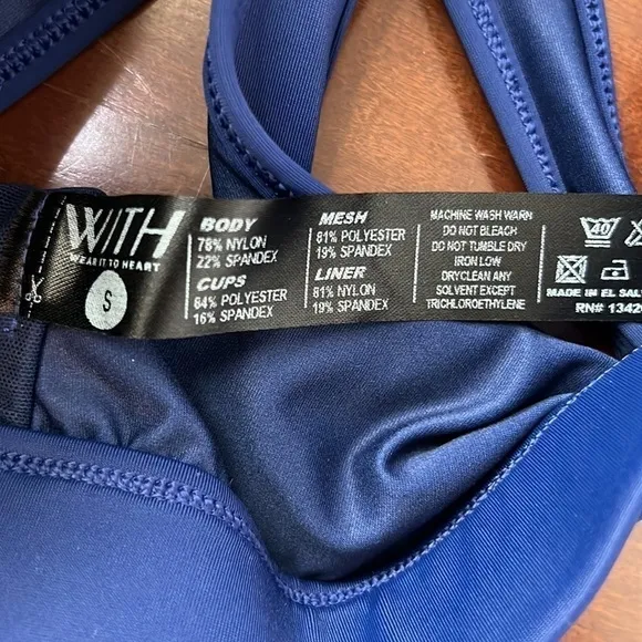 Wear It To Heart Criss Cross Back Athletic Bra Top Size S