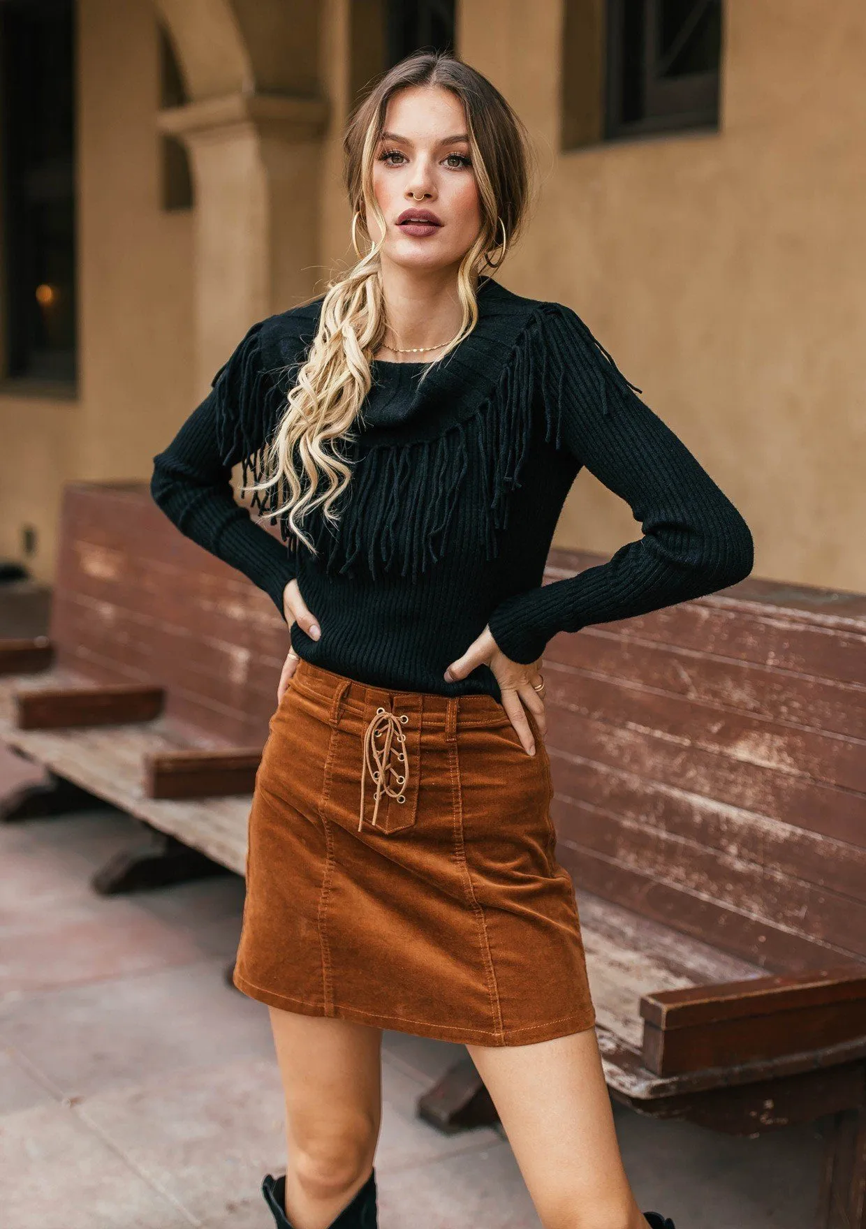 Wild Soul Fringe Boatneck Sweater