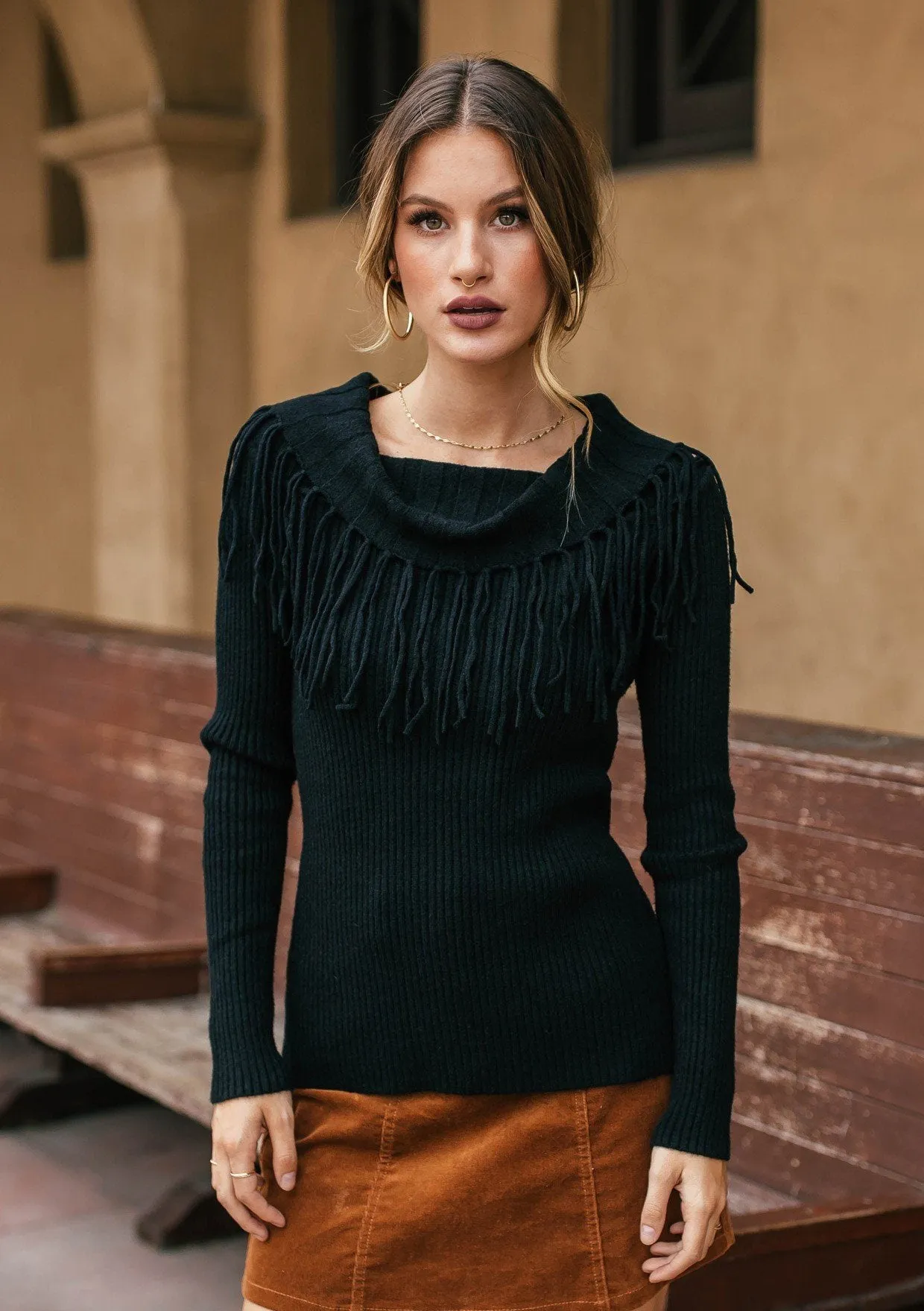Wild Soul Fringe Boatneck Sweater