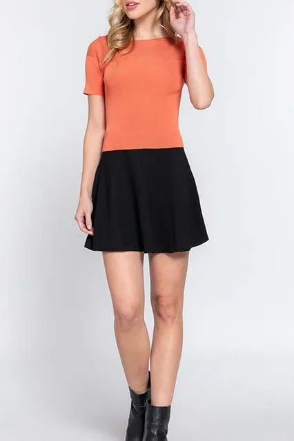 Women's Casual Short Sleeve Semi Sheer Combination Sweater