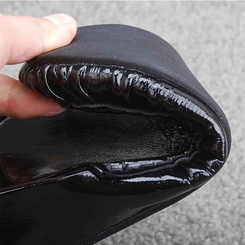Women's Shallow Mouth Casual Shoes Peas Shoes Round Toe Flat Spring and Autumn Single Shoes British Style Leather Shoes Lazy Pedal Shoes
