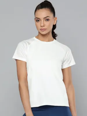 Women's White Training or Gym Solid T-shirt