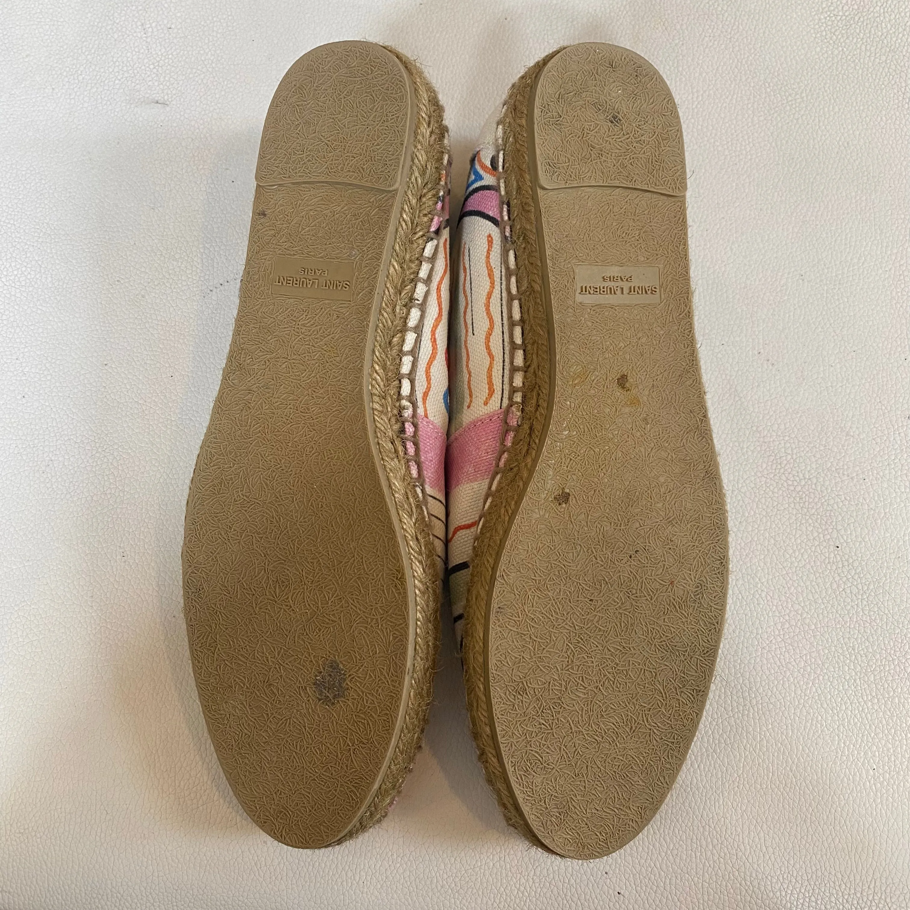 YSL SAINT LAURENT Perseo Canvas Espadrille Shoes Size 38.5