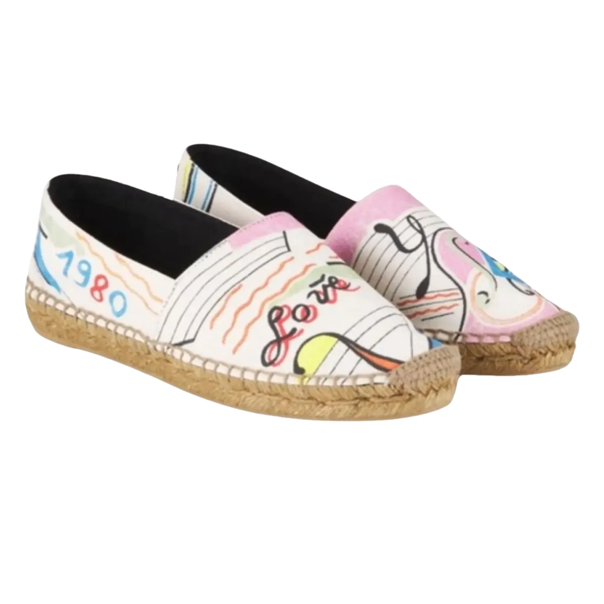 YSL SAINT LAURENT Perseo Canvas Espadrille Shoes Size 38.5