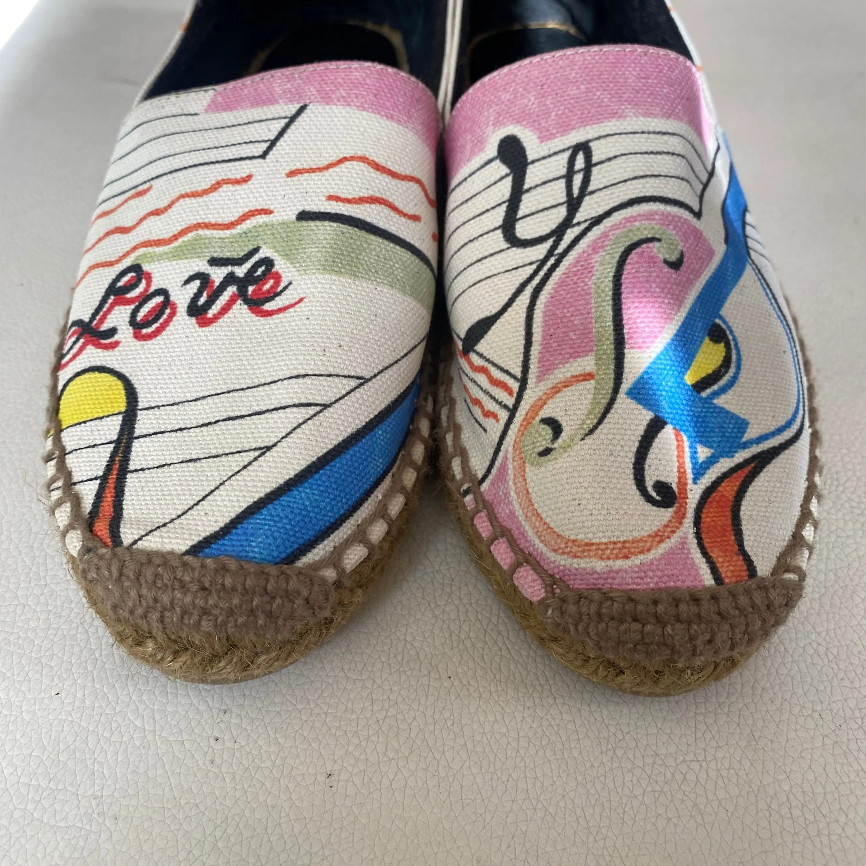 YSL SAINT LAURENT Perseo Canvas Espadrille Shoes Size 38.5