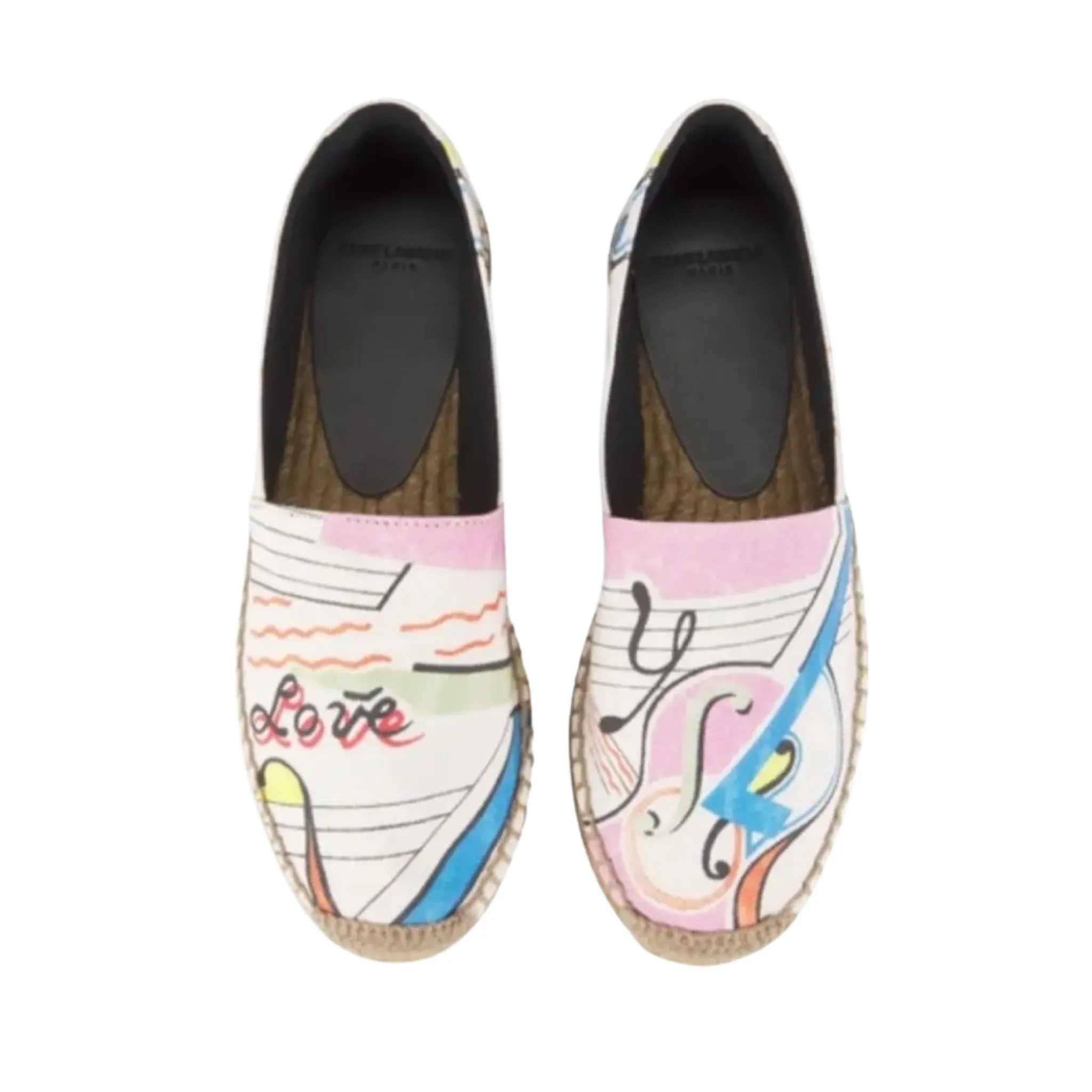 YSL SAINT LAURENT Perseo Canvas Espadrille Shoes Size 38.5